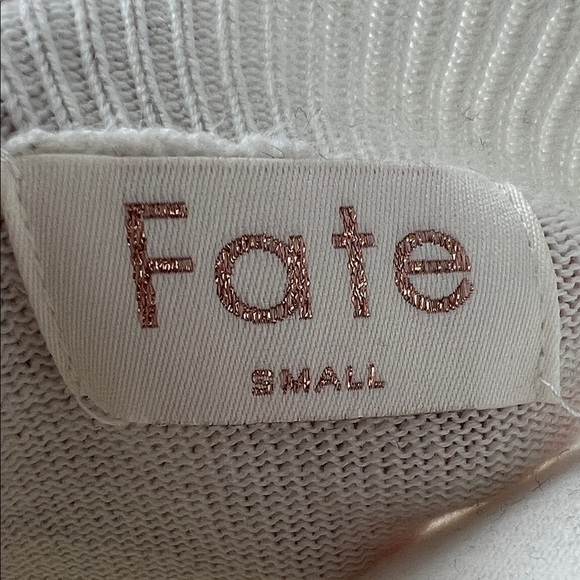 Fate Pickleball White Sweater with Green and Pink Accents Size Small - Picture 5 of 5